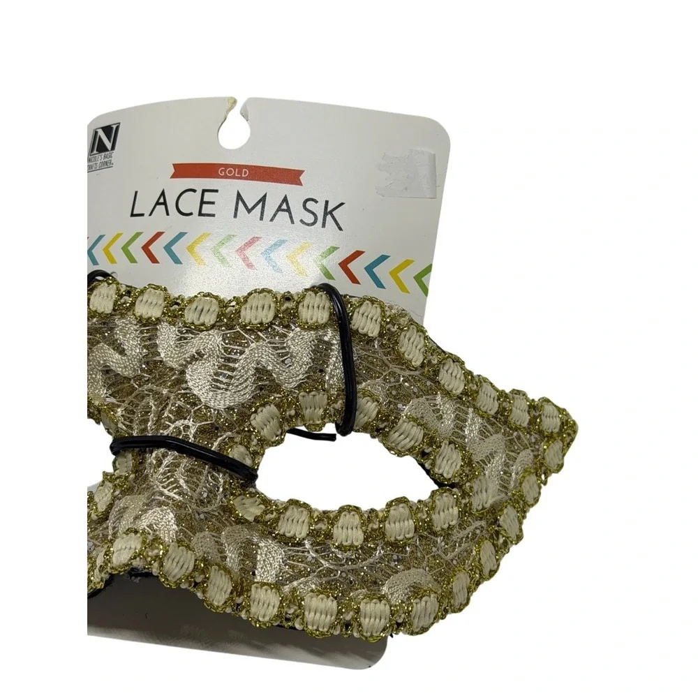 NEW Nicoles Basic Crafts Gold Lace Masquerade Mask Eye Costume Accessory Elegant